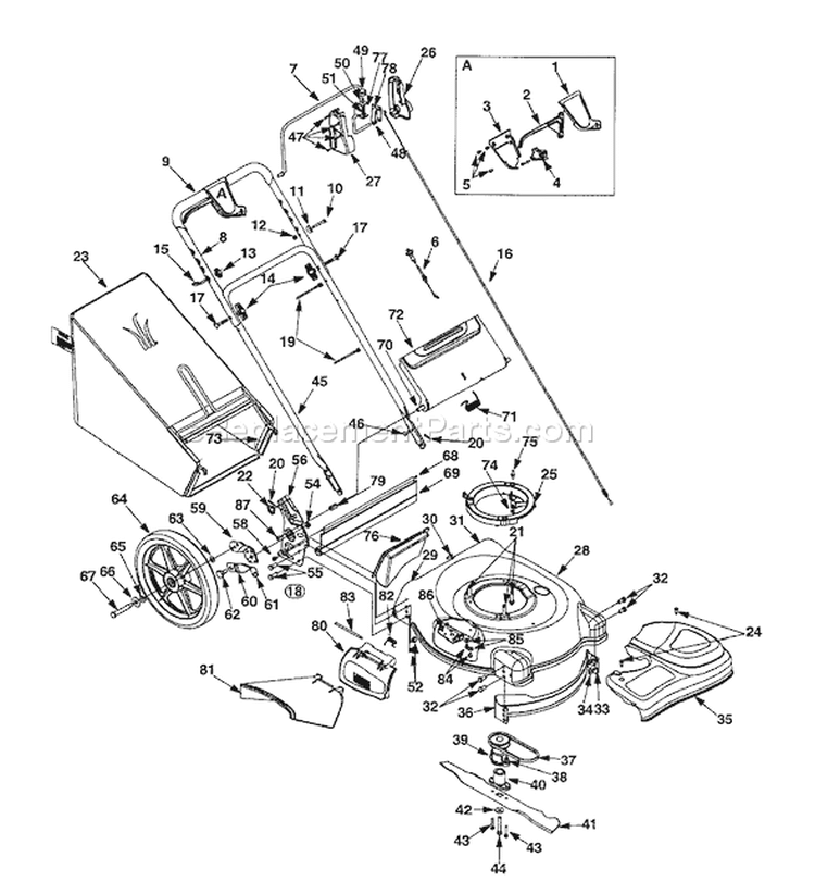 Page B Diagram and Parts List for 12A-569T401 2001 Yard Man Lawn Mower